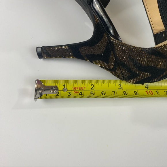 Liz Claiborne High Heels Size 8; Velvet Glitter Brown & Black Crisscross - Picture 4 of 9